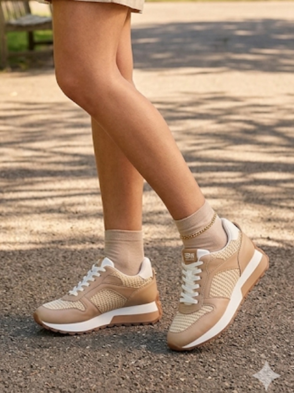 Steve Madden Kinkade Sneakers Lace Up Raffia Tan White Womens Size 9.5 N…
